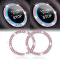 LivTee 2 PCS Crystal Double Rhinestone Car Engine Start Stop Decoration Ring, Bling Car Interior Accessories for Women, Push to Start Button Cover Sticker, Automotive Decals, Light Green