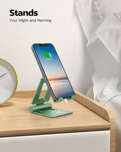 Nulaxy Full Aluminum Dual Folding Cell Phone Stand for Desk, Black