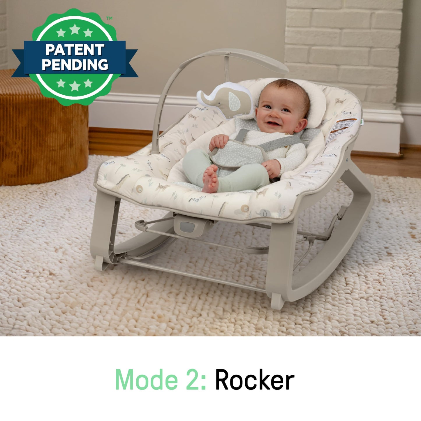Ingenuity Keep Cozy 3-in-1 Grow with Me Vibrating Baby Bouncer, Seat & Infant to Toddler Rocker, Vibrations & -Toy Bar, 0-30 Months Up to 40 lbs (Weaver)