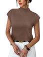 Sampeel Womens Short Sleeve Sweater Mock Neck Summer Top Dressy Casual Basic Knit Pullover Shirt