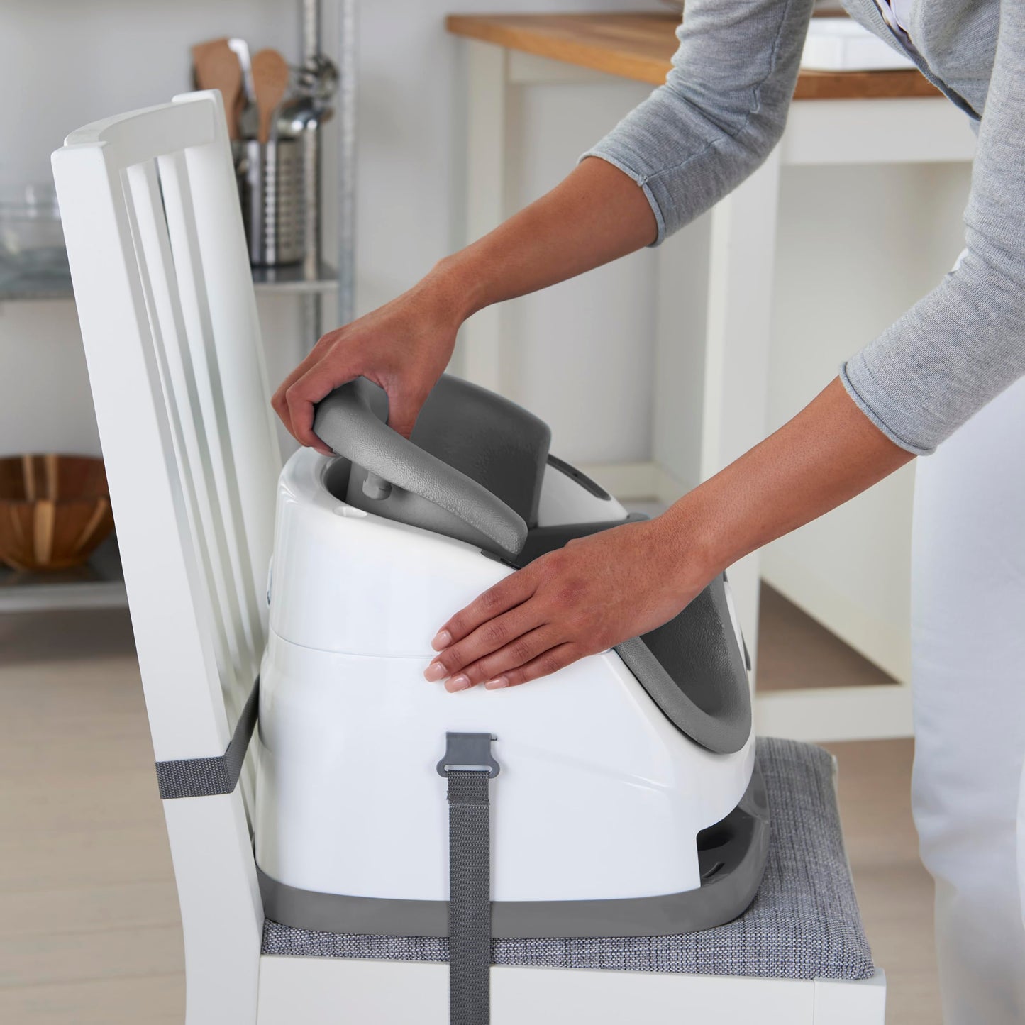 Ingenuity Baby Base 2-in-1 Booster Feeding and Floor Seat with Self-Storing Tray - Cashmere