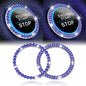 LivTee 2 PCS Crystal Double Rhinestone Car Engine Start Stop Decoration Ring, Bling Car Interior Accessories for Women, Push to Start Button Cover Sticker, Automotive Decals, Light Green