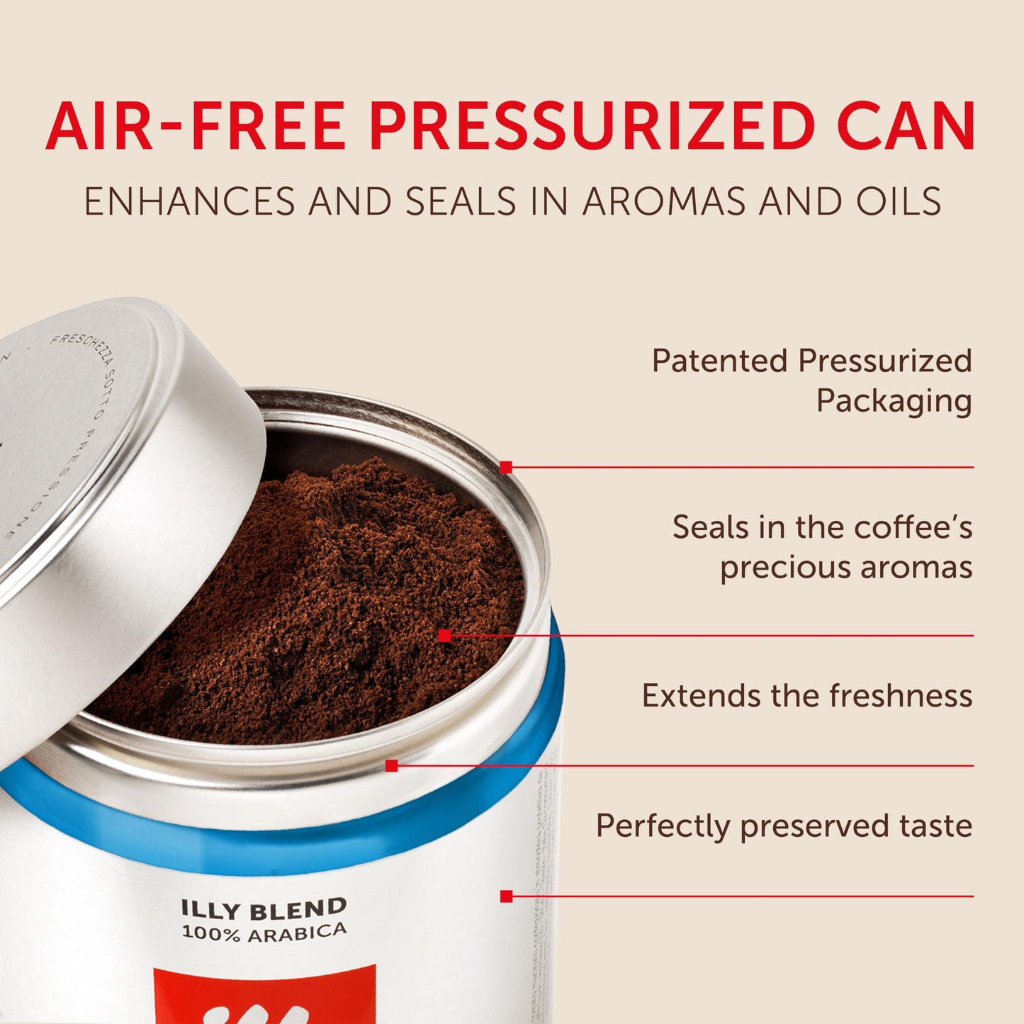 illy Intenso Ground Espresso Coffee, Bold Roast, Intense, Robust and Full Flavored With Notes of Deep Cocoa, 100% Arabica Coffee, No Preservatives, 8.8 Ounce Can (Pack of 1)