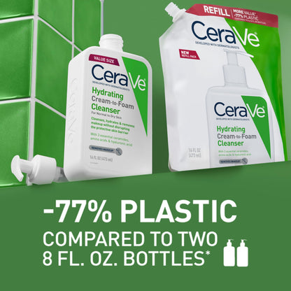 CeraVe Hydrating Cream To Foam Cleanser, Face Wash for Dry Skin, 8 Fl Oz (Pack of 12)