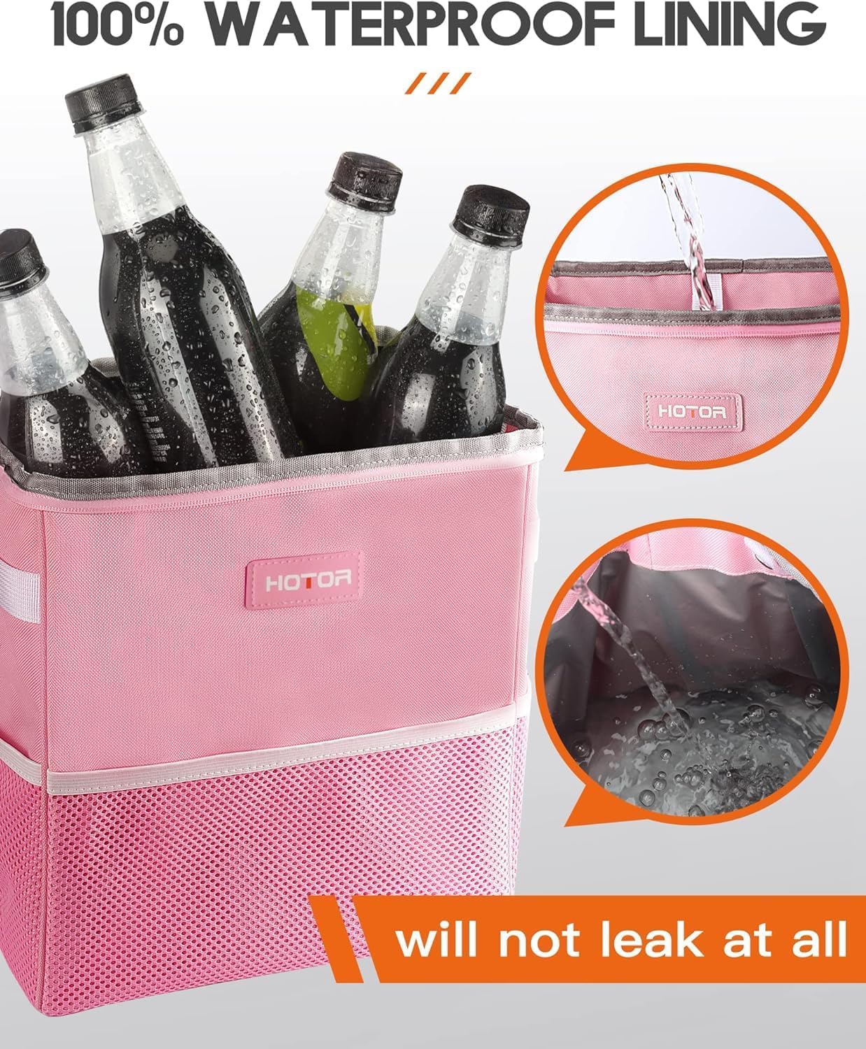 HOTOR Car Trash Can, Leakproof Car Organizer, 2-Gallon, Black