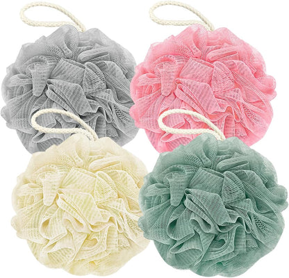 Rnoafmu Shower Loofah Bath Sponge, 60G Exfoliating Body Scrubber 4 Pack