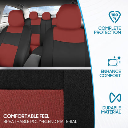BDK PolyPro Car Seat Covers Full Set in Solid Black, Front and Rear Split Bench Seat Covers for Cars, Easy to Install Car Seats Cover Set and Accessories for Auto Trucks Van SUV - Solid Black