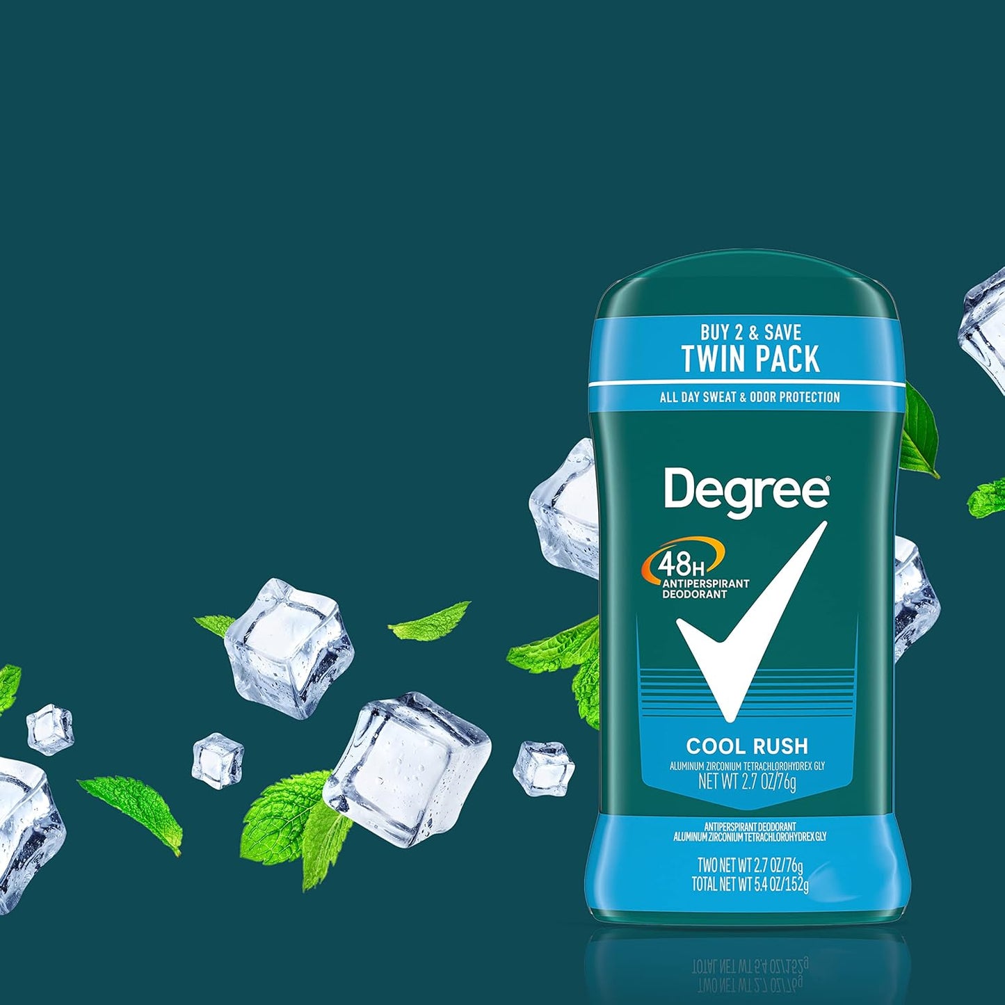 Degree Men Original Antiperspirant Cool Rush Twin Pack Sweat 2 Pack 2.7 oz