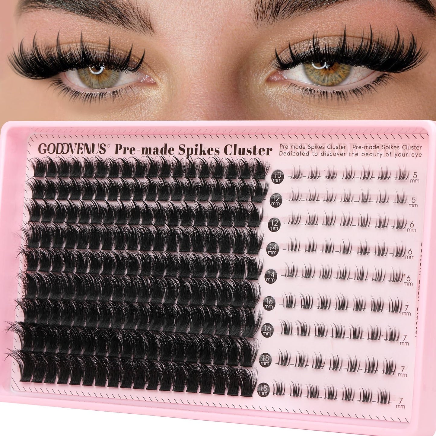 Goddvenus Brown Wispy Eye Lash Clusters Kit Natural Cluster Eyelash Extensions Kit False Eyelash Clusters Fluffy DIY Individual Lash Extensions Kit C Curl