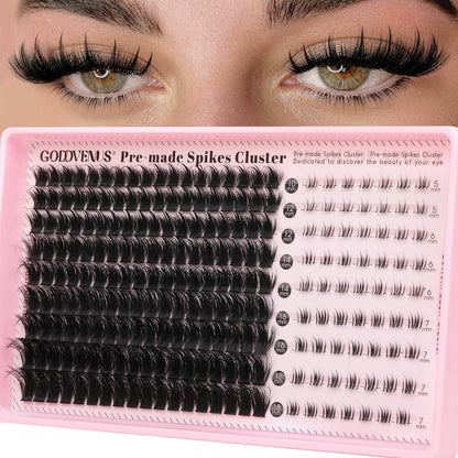 Goddvenus Brown Wispy Eye Lash Clusters Kit Natural Cluster Eyelash Extensions Kit False Eyelash Clusters Fluffy DIY Individual Lash Extensions Kit C Curl