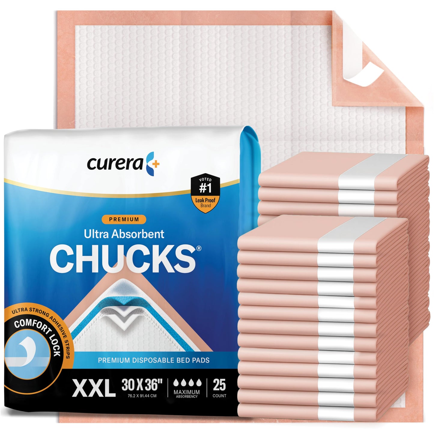 Chucks® MAX Hospital Bed Pads Disposable Adult 36 x 36 Breathable Incontinence Pads - XXX-Large Pee Pads for Adults - Heavy Duty 10X Absorbency Underpads - 400 Lbs. Patient Repositioning [20 Count]