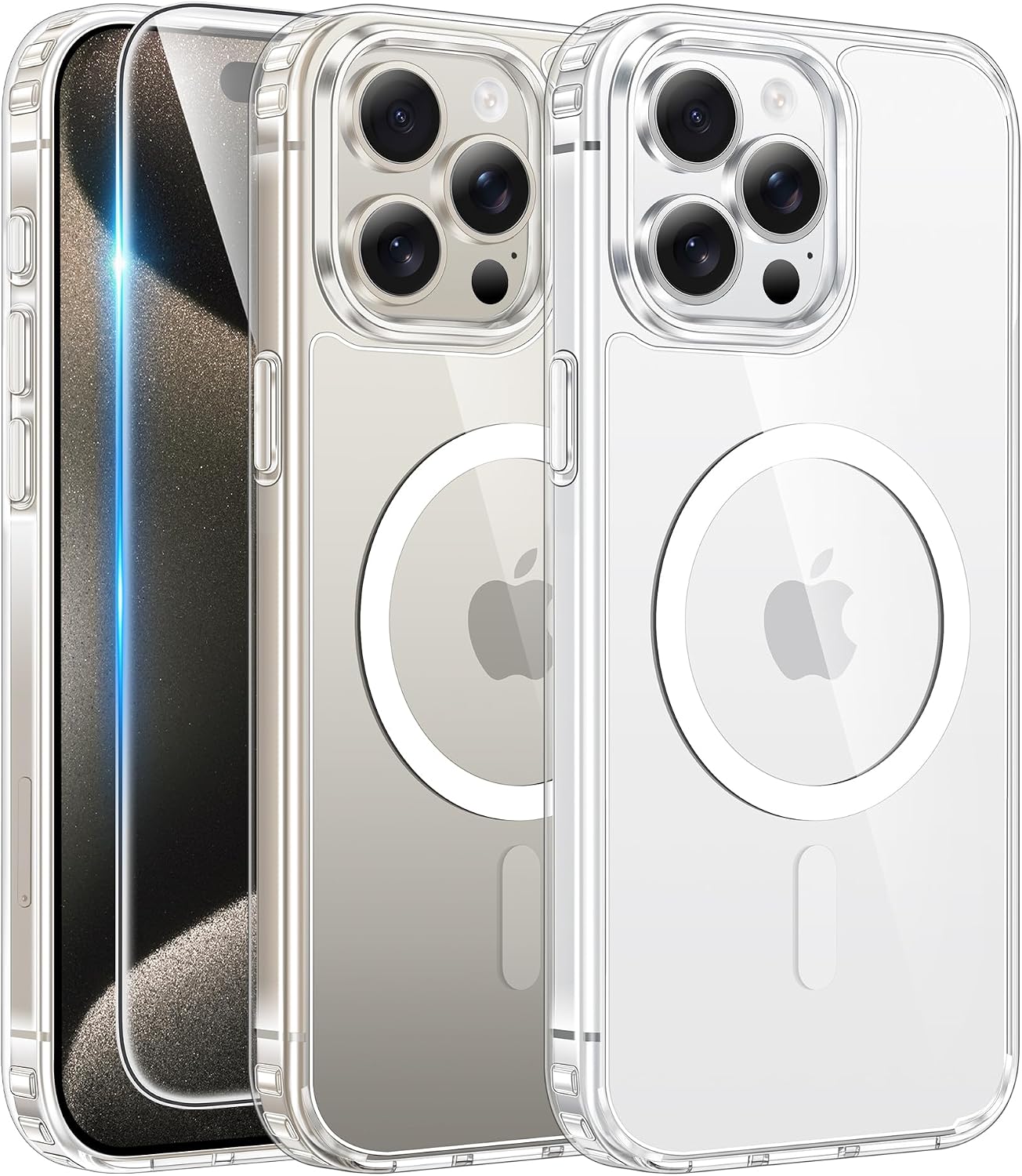 FNTCASE for iPhone 17 Pro Case Clear Magnetic with Screen Protector