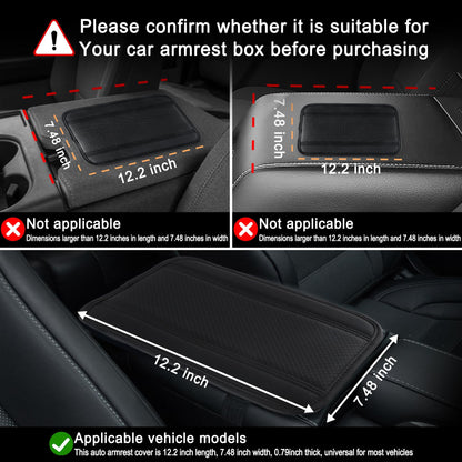 Amiss Car Center Console Cover, Upgraded Leather Car Armrest Cushion with 2 Storage Pockets, Universal Waterproof Cushion Pad, Non-Slip Car Interior Accessories, Fits Most Sedans SUVs Trucks (Black)