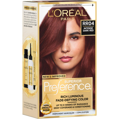 L'Oreal Paris Superior Preference Luminous Fade-Defying Permanent Hair Color, Hair Dye For Up to 9 Weeks of Radiance, Medium Brown 5, 1 Hair Dye Kit