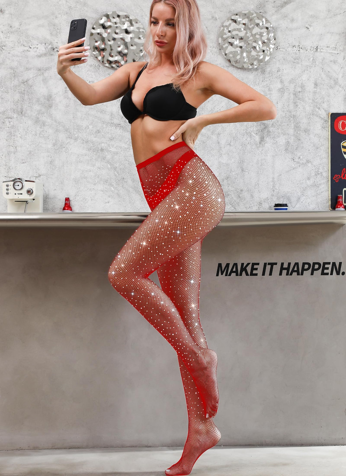 VEBZIN Sparkly Fishnets Stockings High Waist Tights for Women