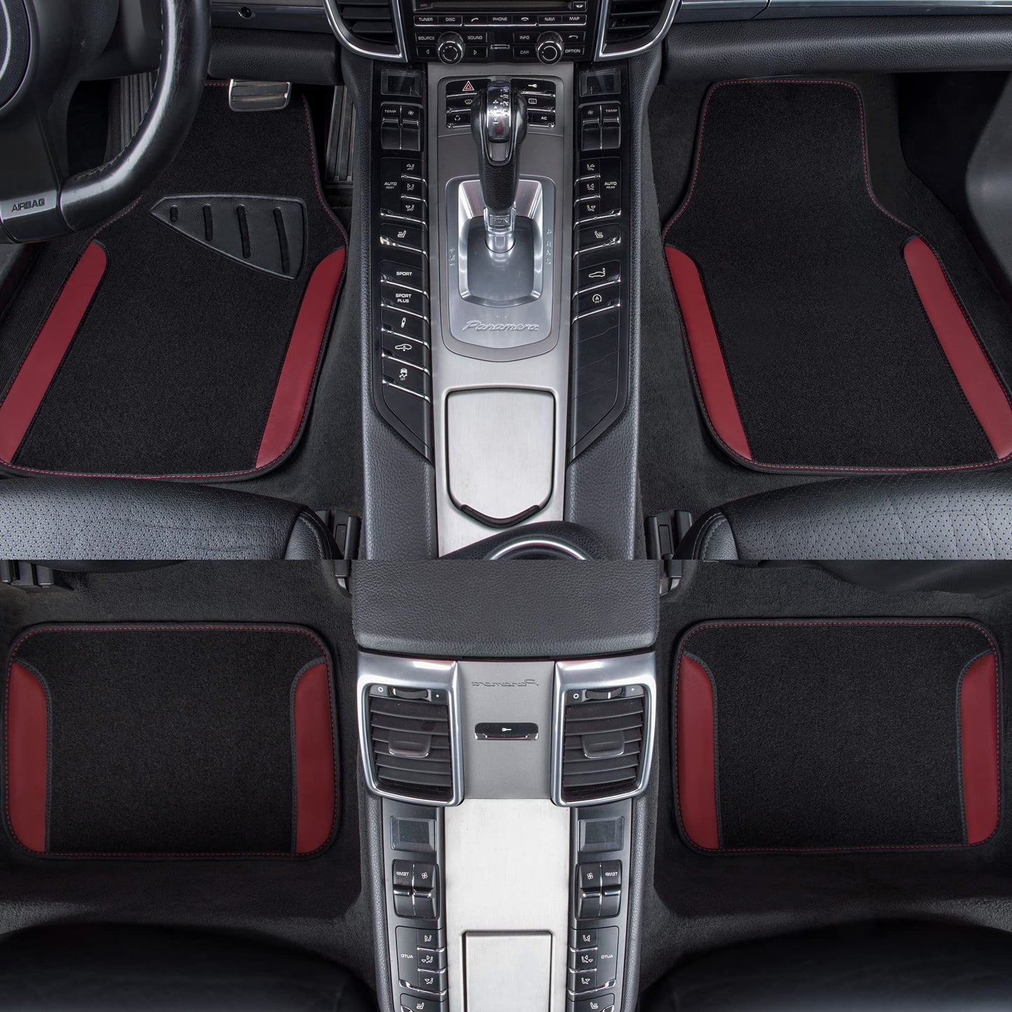 CAR PASS Waterproof Universal Fit Car Floor Mats, Faux Leather Car Carpet Mats, Black Car Mats with Anti-Slip Nibbs Backing & Driver Heel Pad Fit for SUV,Vans,sedans, Trucks,Set of 4pcs(All Black)
