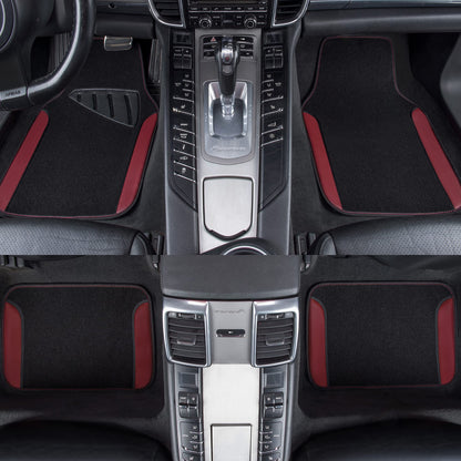 CAR PASS Waterproof Universal Fit Car Floor Mats, Faux Leather Car Carpet Mats, Black Car Mats with Anti-Slip Nibbs Backing & Driver Heel Pad Fit for SUV,Vans,sedans, Trucks,Set of 4pcs(All Black)