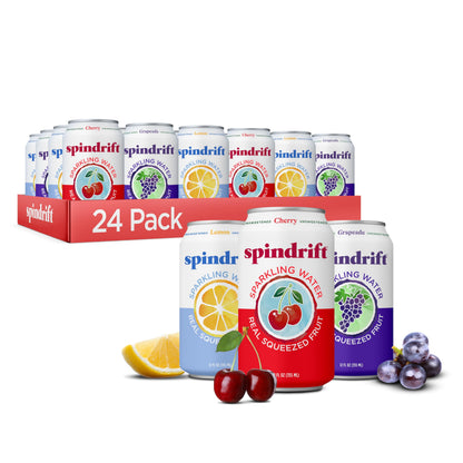 Spindrift Sparkling Water, 4 Flavor Variety Pack, Made with Real Squeezed Fruit, 12 Fl Oz (Pack of 20)