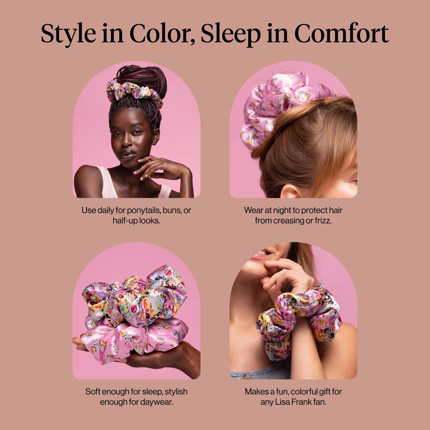 Kitsch Ultra-Petite Satin Scrunchies for Women - Eucalyptus, 6pcs