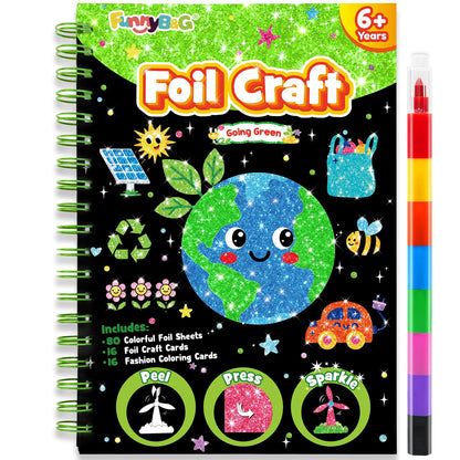 FUNNYB&G Foil Art Craft Kit for Kids, Sparkly Birthday Gift Toy for Boys