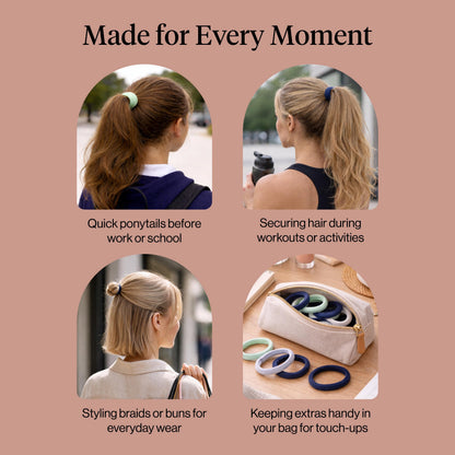 Kitsch Elastic Hair Ties No Damage | Stretchable Hair Bands - Neutral 12pcs