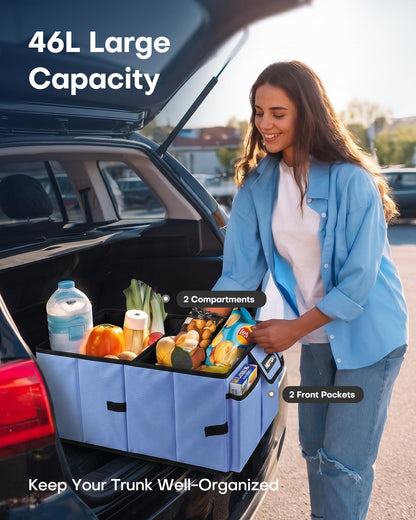 HOTOR Trunk Organizer - Foldable Car Organizer for SUVs & Sedans Storage
