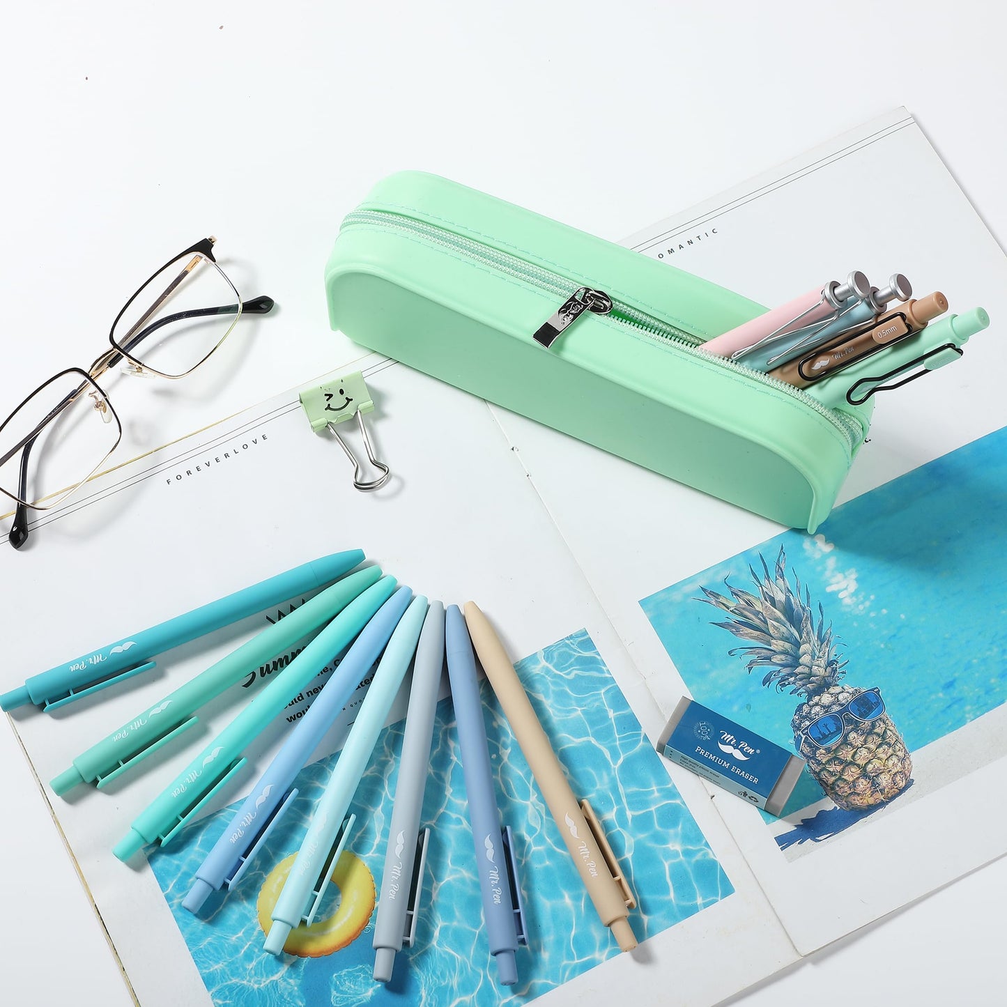 Mr. Pen- Silicone Pencil Case, Aesthetic Pencil Bag for Women, Makeup Pouch