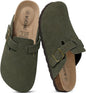 KIDMI Genuine Suede Clogs for Women Men Cork Footbed Mules Potato Shoes