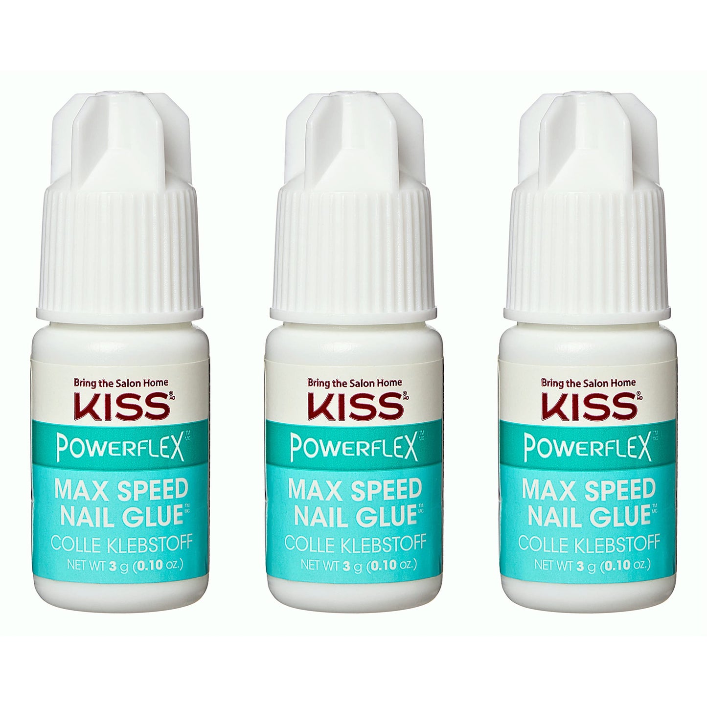 Kiss PowerFlex Maximum Speed Nail Glue - Fast Drying Adhesive for Glue-On Nails & Repairs with Nozzle Tip Applicator, Ideal for Tips & Wraps, Net Wt. 0.10 oz (3g)