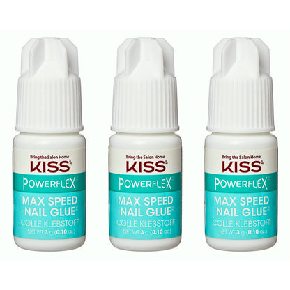 Kiss PowerFlex Maximum Speed Nail Glue - Fast Drying Adhesive for Glue-On Nails & Repairs with Nozzle Tip Applicator, Ideal for Tips & Wraps, Net Wt. 0.10 oz (3g)