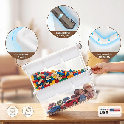 Citylife 6Qt 4Packs Clear Craft Organizers and Storage BOX, Sensory Bins