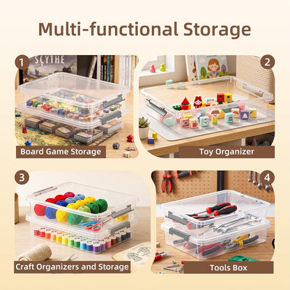Citylife 6Qt 4Packs Clear Craft Organizers and Storage BOX, Sensory Bins