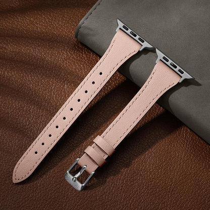 Charlam Slim Leather Band Compatible with Apple Watch Bands for Women 40mm 38mm 41mm 42mm 44mm 45mm 46mm, Top Grain Genuine Leather Strap Thin Wristband for iWatch Series 11 10 SE 9 8 7 6 5 4 3 2 1