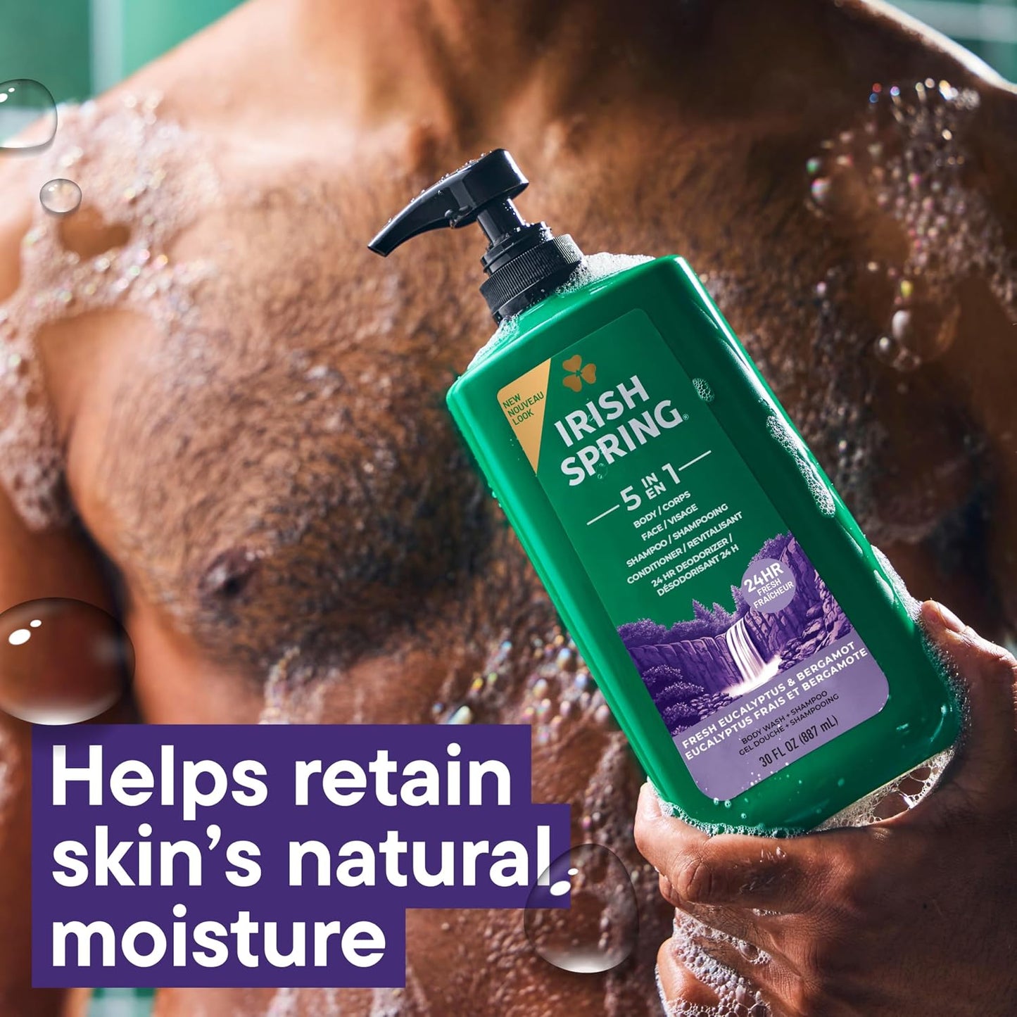 Irish Spring Mens Body Wash, Moisture Blast Body Wash for Men, Feel Fresh All Day, 30 Oz Pump Bottle