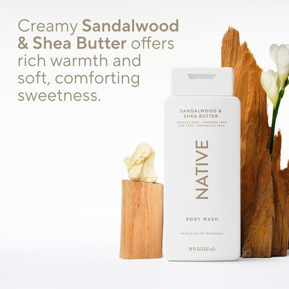 Native Clean Body Wash, Gentle & pH-balanced for Sensitive Skin, 24-Hr Freshness for Women & Men, Vegan & Cruelty-Free, Free of Sulfates, Parabens & Phthalates, Cashmere & Rain, 18 fl oz