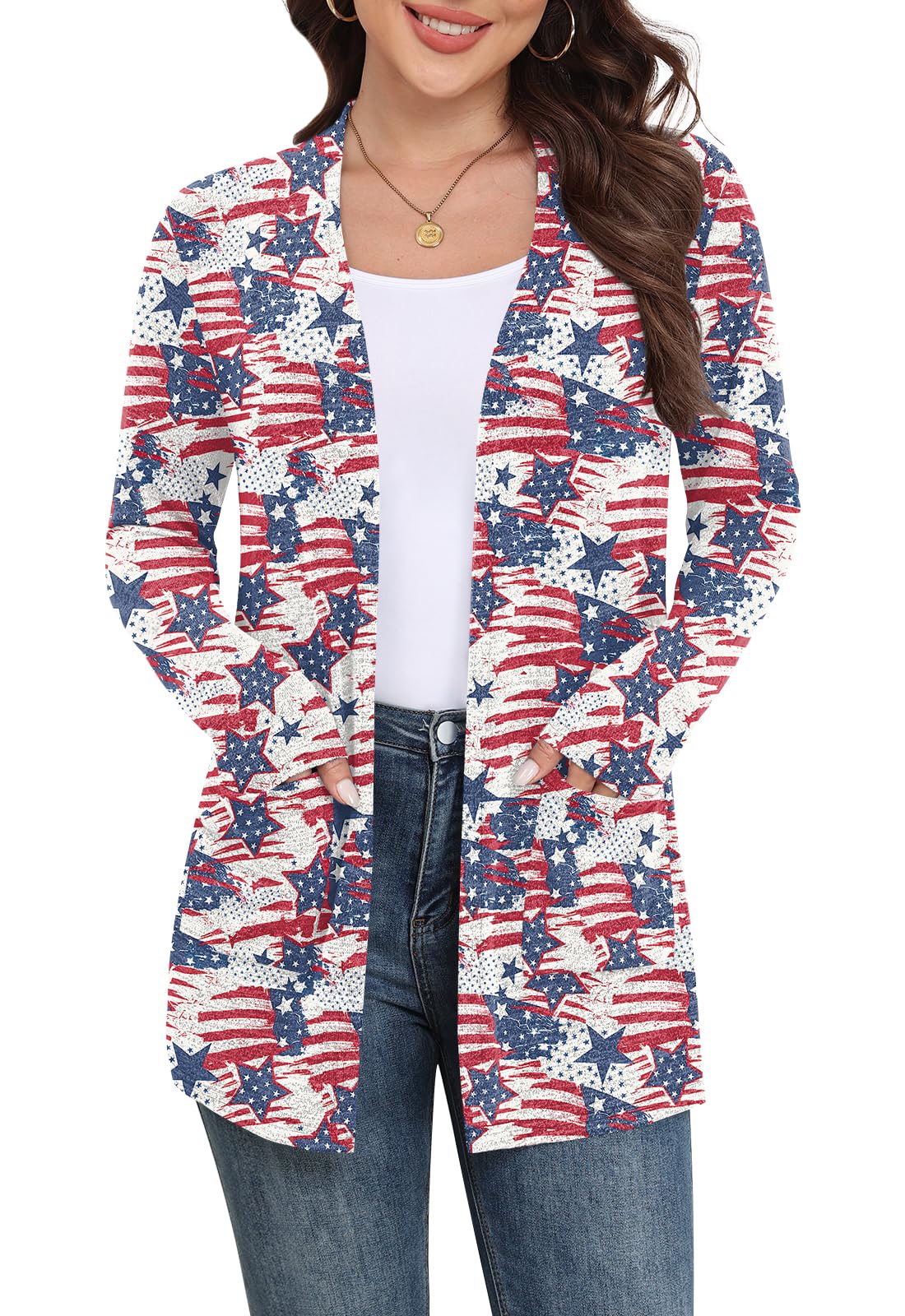 Yincro Women Lightweight Cardigan Long Sleeve Open Front with Pockets S-3XL