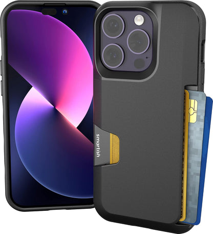 Smartish® iPhone 13 Wallet Case - Wallet Slayer Vol. 1 [Slim + Protective] Credit Card Holder - Drop Tested Hidden Credit Card Slot Cover for Apple iPhone 13 - Black Tie Affair