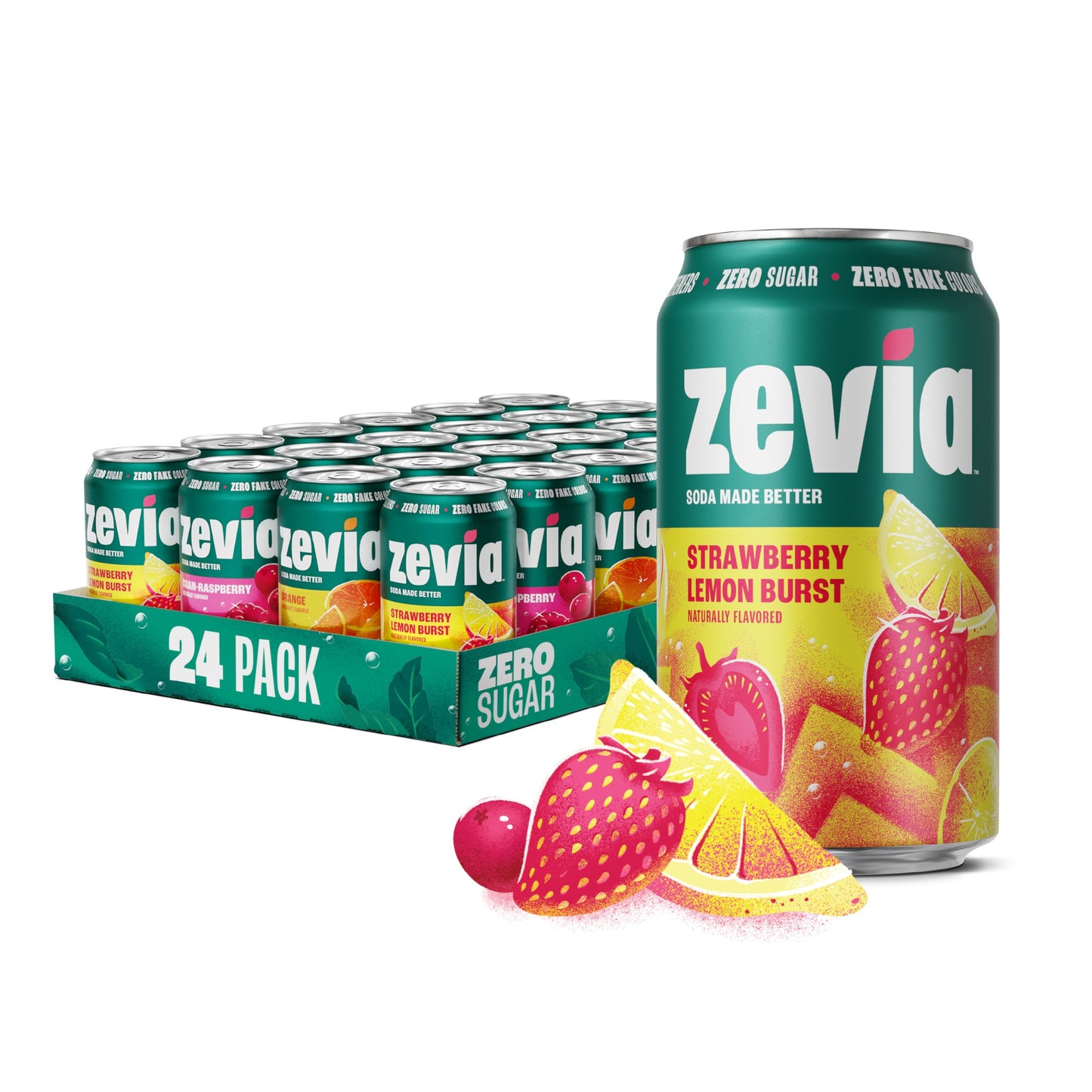 Zevia Zero Sugar Soda, Cola, 12 oz Cans (24-Pack) – Naturally Sweetened, Zero Calorie Sugar Free Soda - Non-GMO Project Verified, Gluten-Free, Vegan