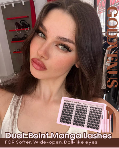 Goddvenus Brown Wispy Eye Lash Clusters Kit Natural Cluster Eyelash Extensions Kit False Eyelash Clusters Fluffy DIY Individual Lash Extensions Kit C Curl