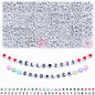 Looconi 810pcs Gold Letter Beads Square 6x6mm White Cube Acrylic Alphabet A-Z with Heart Pattern and Crystal Line for Jewelry Making