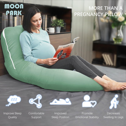 MOON PARK Pregnancy Pillows for Sleeping - U Shaped Full Body Maternity Pillow with Removable Cover - Support for Back, Legs, Belly, HIPS - 65 Inch - Aquamarine