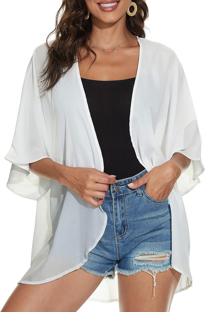 CHICGAL Womens Floral Kimono Cardigan Beach Cover Up Casual Summer Tops