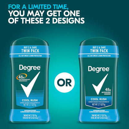 Degree Men Original Antiperspirant Cool Rush Twin Pack Sweat 2 Pack 2.7 oz