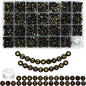 Looconi 810pcs Gold Letter Beads Square 6x6mm White Cube Acrylic Alphabet A-Z with Heart Pattern and Crystal Line for Jewelry Making
