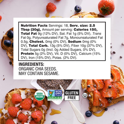 BBF Organic Chia Seeds 32 Oz, Omega-3 & Fiber, Pudding, Smoothies, Oatmeal