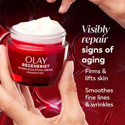 Olay Face Moisturizer, Regenerist Micro-Sculpting Facial Cream for Women - Anti-Aging, Anti-Wrinkle, Firming Skin Care - Triple Collagen Cream, Peptide Moisturizer, Hyaluronic Acid, Niacinamide, 1.7oz