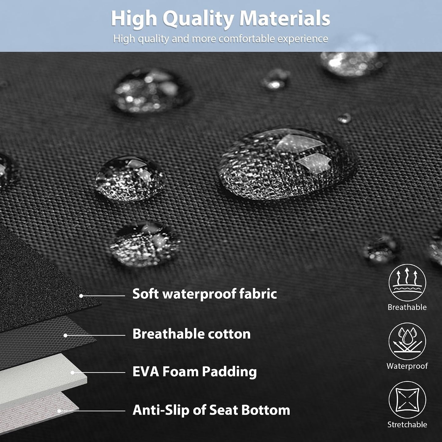 CAR PASS Waterproof Car Seat Covers Front Seats Only with 5mm Composite EVA, Neoprene Car Seat Cover with Separate Headrest Cover, Quick Setup Universal Fit for Car SUV Trucks,Airbag Compatible（Gray