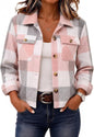 Zeagoo Flannels for Women Cropped Shacket Jacket Fashion Plaid Fall Coat