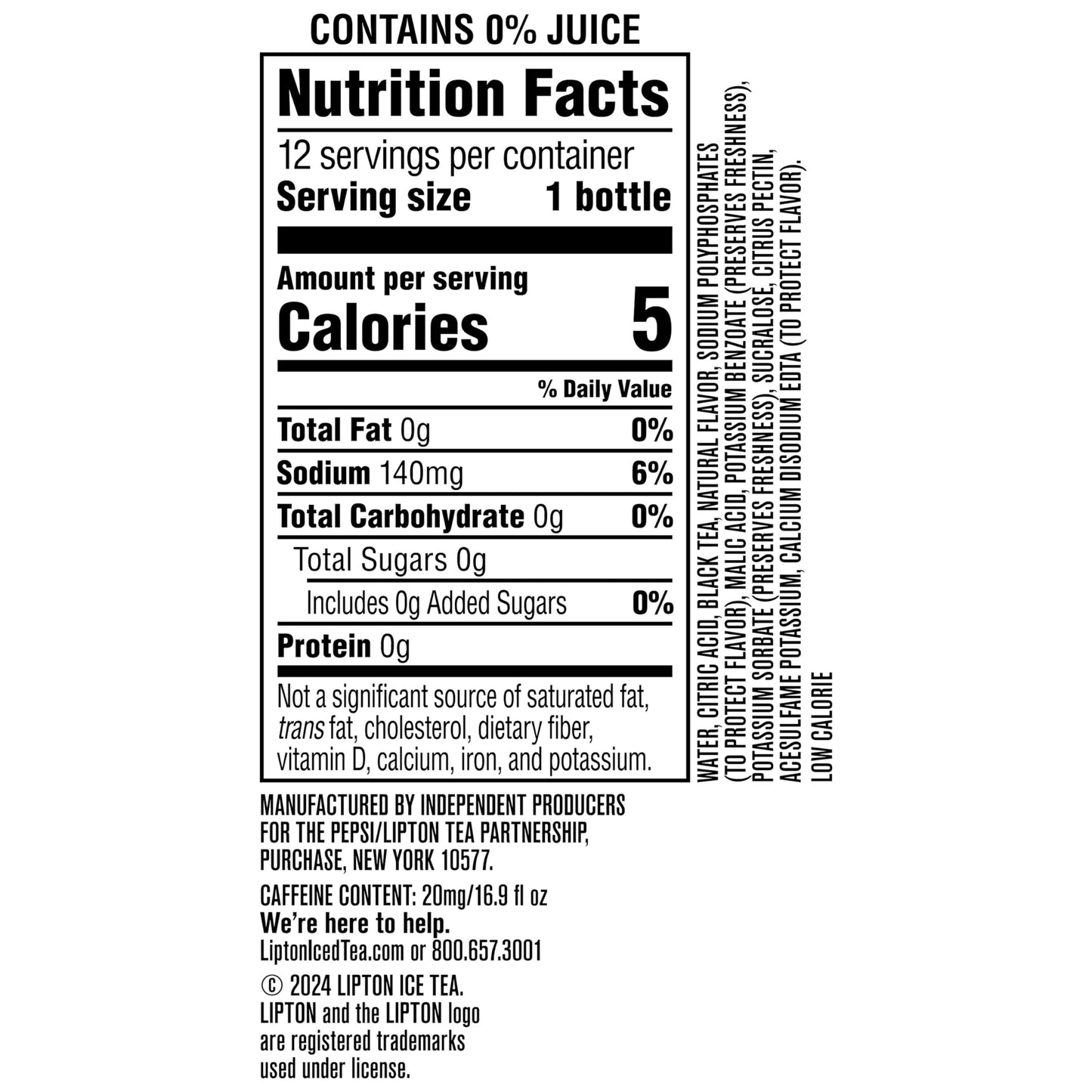 Lipton Zero Sugar Iced Tea, Green Tea Citrus, 16.9 fl oz Bottles, (12 Pack), 100% DV Vitamin C