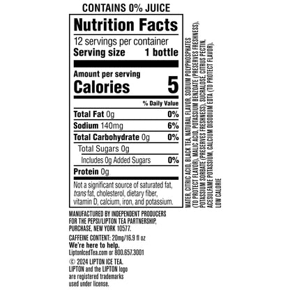 Lipton Zero Sugar Iced Tea, Green Tea Citrus, 16.9 fl oz Bottles, (12 Pack), 100% DV Vitamin C